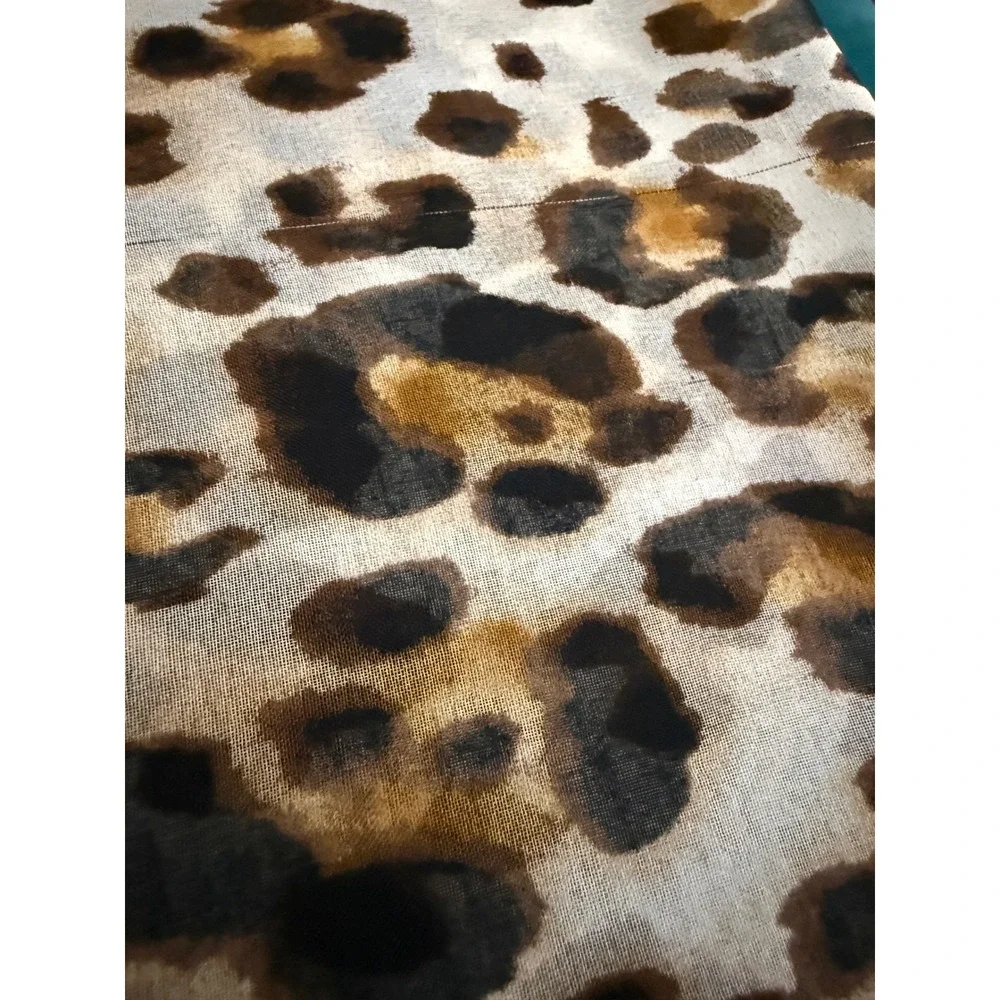 Vibrant Floral Print Scarf Sheer Lightweight Leopard‎ Accent